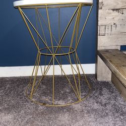 Gold And White End Table