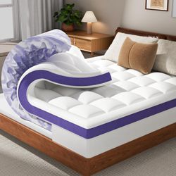 ChiXpace 4 Inch Queen Mattress Topper Dual Layer Memory Foam Mattress Topper, Gel Foam Mattress