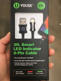 New black 3ft smart LED indicator 8 pin cable