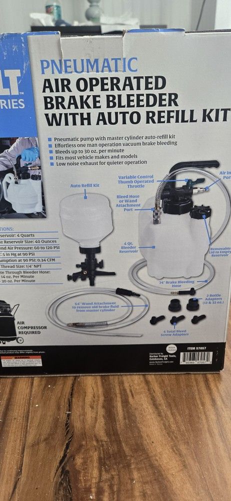 Pneumatic Air Operated Brake Bleeder With Refill Kit BRAND NEW