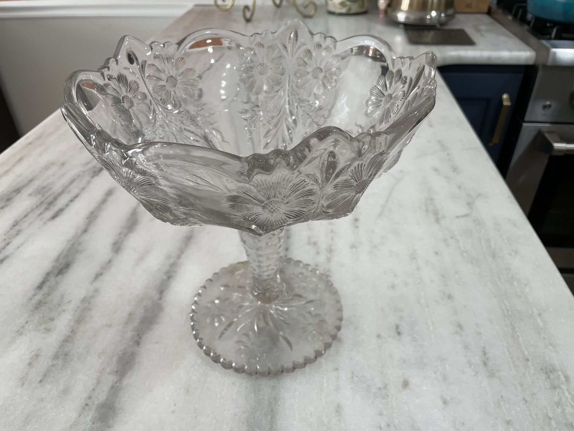 Footed Pedestal Glass Vase -Vintage