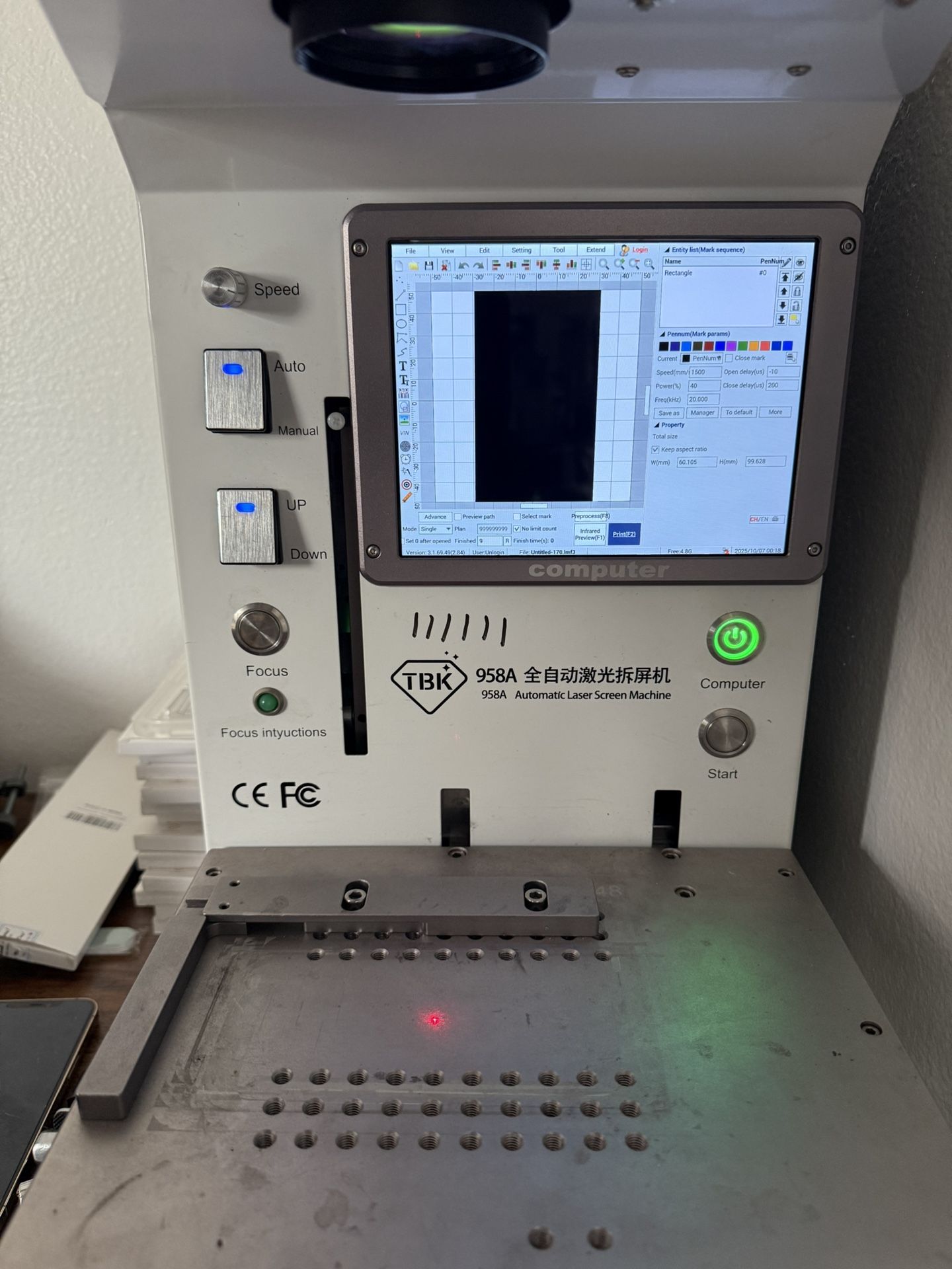 TBK 958A Automatic Laser Screen Separator Machine