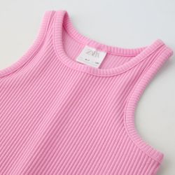 Zara Pink Cropped Top T Tee Shirt Sleeveless Kids Children's Girls Size 9 10 