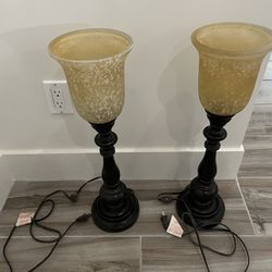 Two Oil Rubbed Bronze Desk Entertainment Area Lamps