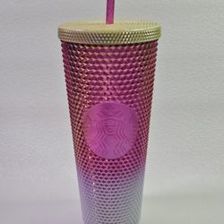 Pink, Gold And White Stasis Starbucks Ombre Texture Cup
