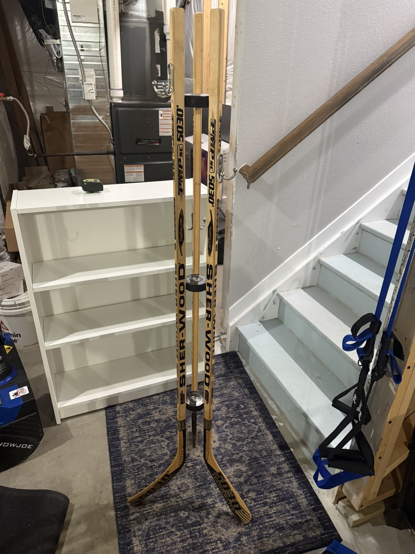 Hockey Stick Coat Hangar With Avalanche Pucks