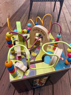 Zany Zoo Wooden Bead Maze Activity Cube
