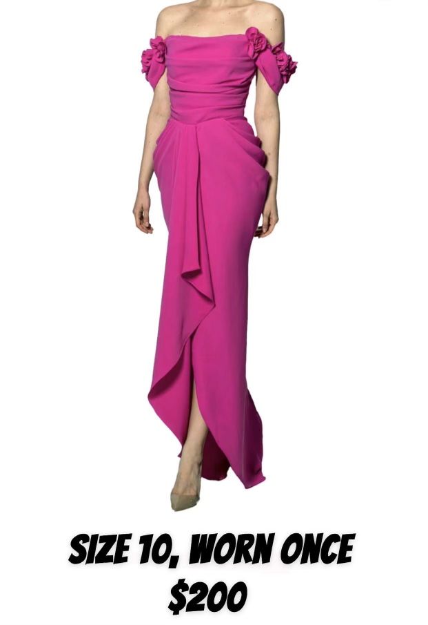 Pink Prom Dress Off The Shoulder