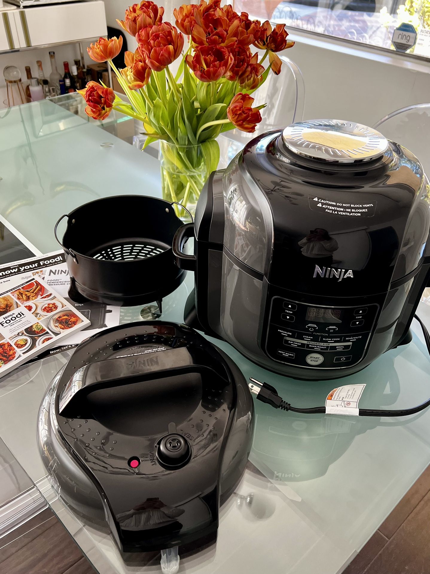 Ninja OP301 Foodi 9-in-1 Pressure, Slow Cooker, Air Fryer and More, with 6.5 Quart Capacity and 45 Recipe Book