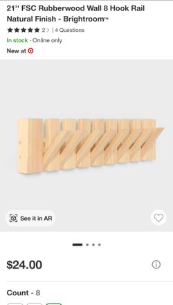 New solid wood 8-hook rack