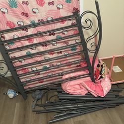 Twin Canopy Bed Frame (Grey) For Sale