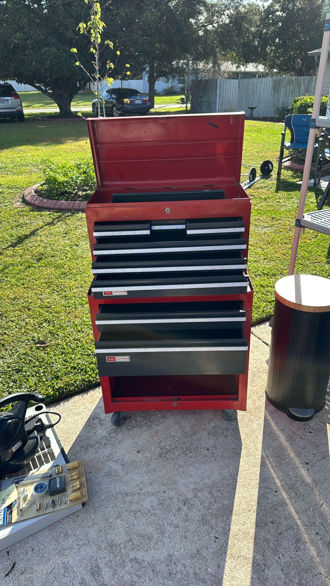 Vintage 1980’s  Original SEARS Craftsman Tool chest and rolling cart…!
