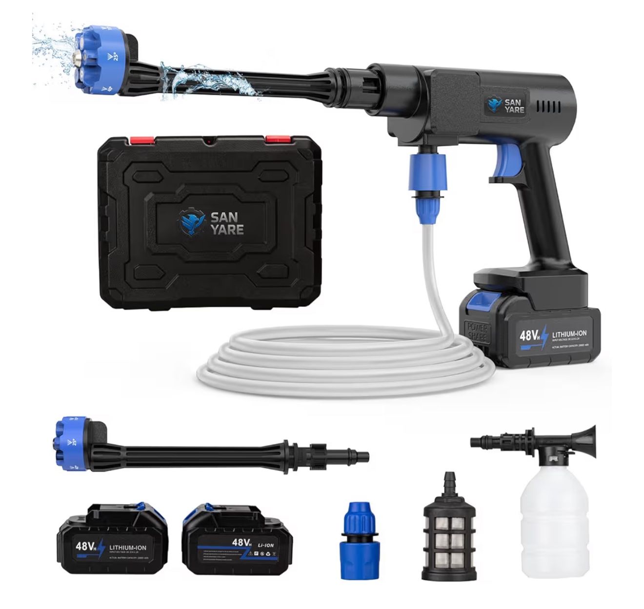 Cordless Pressure Washer,1200PSI Portable Pressure Washer with 2 Rechargeable 20000mAH Battery Power Washer,6 Modes Ajustable Light Duty Tools 6-in-1 