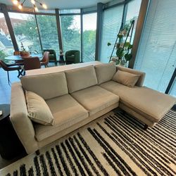 2 Piece L-Shape Sectional - Cream/Tan