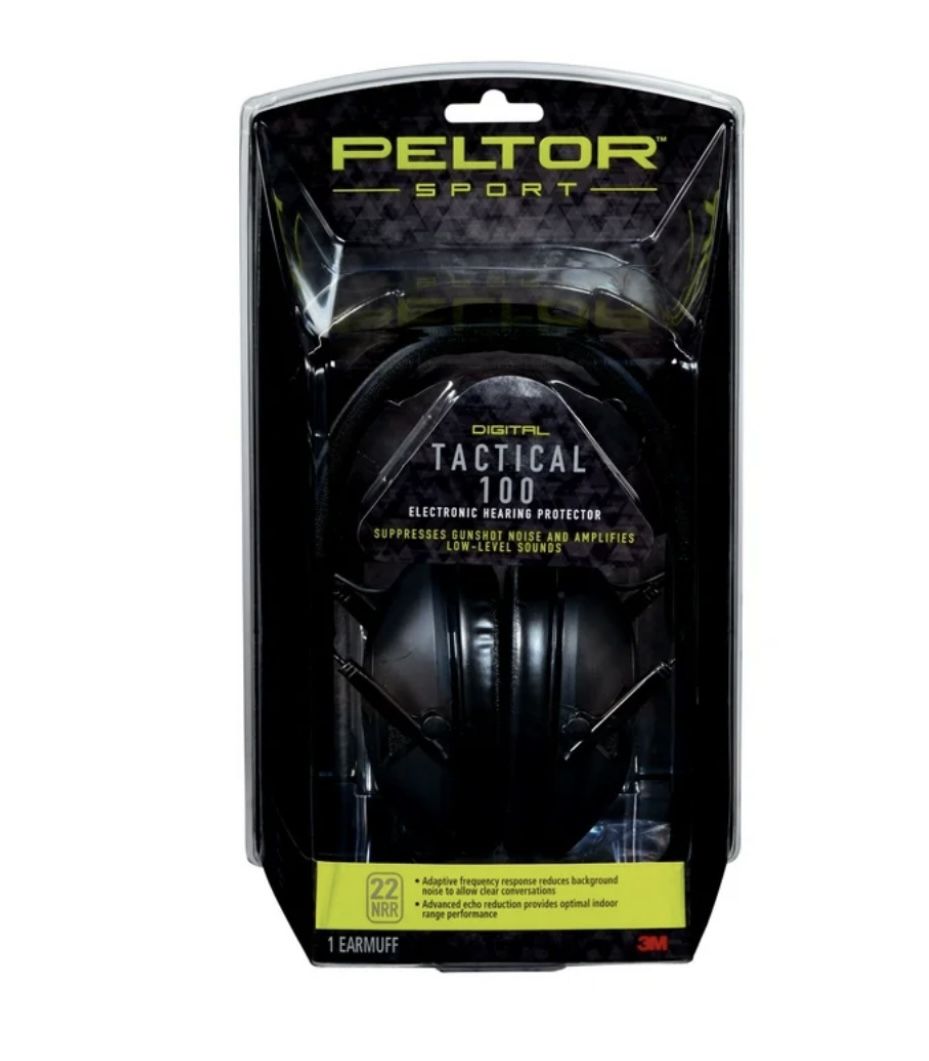 Peltor Sport Tactical 100 Electronic Hearing Protector Earmuff, NRR 22 dB, Black brand new in box