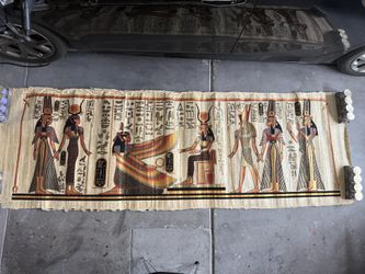 Massive Hand Painted Egyptian Papyrus Art - Almost 10ft Long