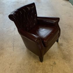 Three Leather Fau Chairs Mahogany  