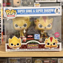 Funko Pop! Super Sonic & Super shadow Flocked Target Con