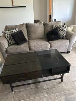 Sofa, coffee table and tv stand