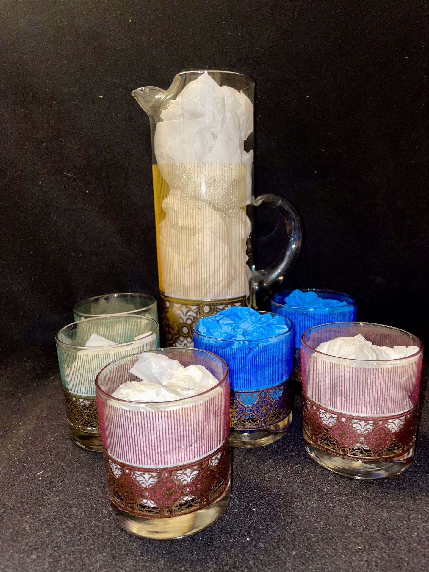 Vintage West Virginia Glass MCM Barware set
