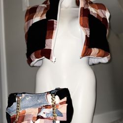 One-Of-One Designer Bag And Matching Hooded Puffer Vest 
