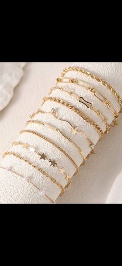 10pcs Adjustable Gold Bracelets