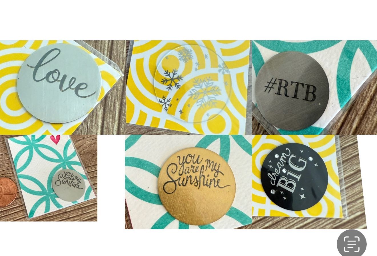 6 New Origami Owl Jewelry Living Locket Plates Love Snowflake Dream Sunshine