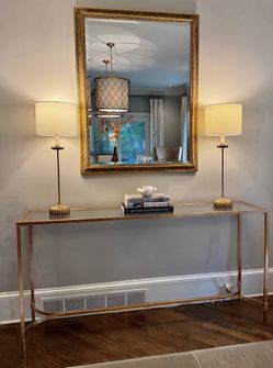 Designer console or entry table and two lamps (2 sets available)