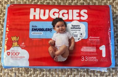 New Huggies Size 1 Little Snugglers Baby Diapers Size 1 (8-14 lbs), 33 Count