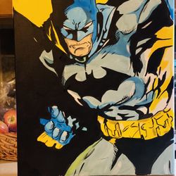 Batman Hand Painted On Canvas 16”x20”