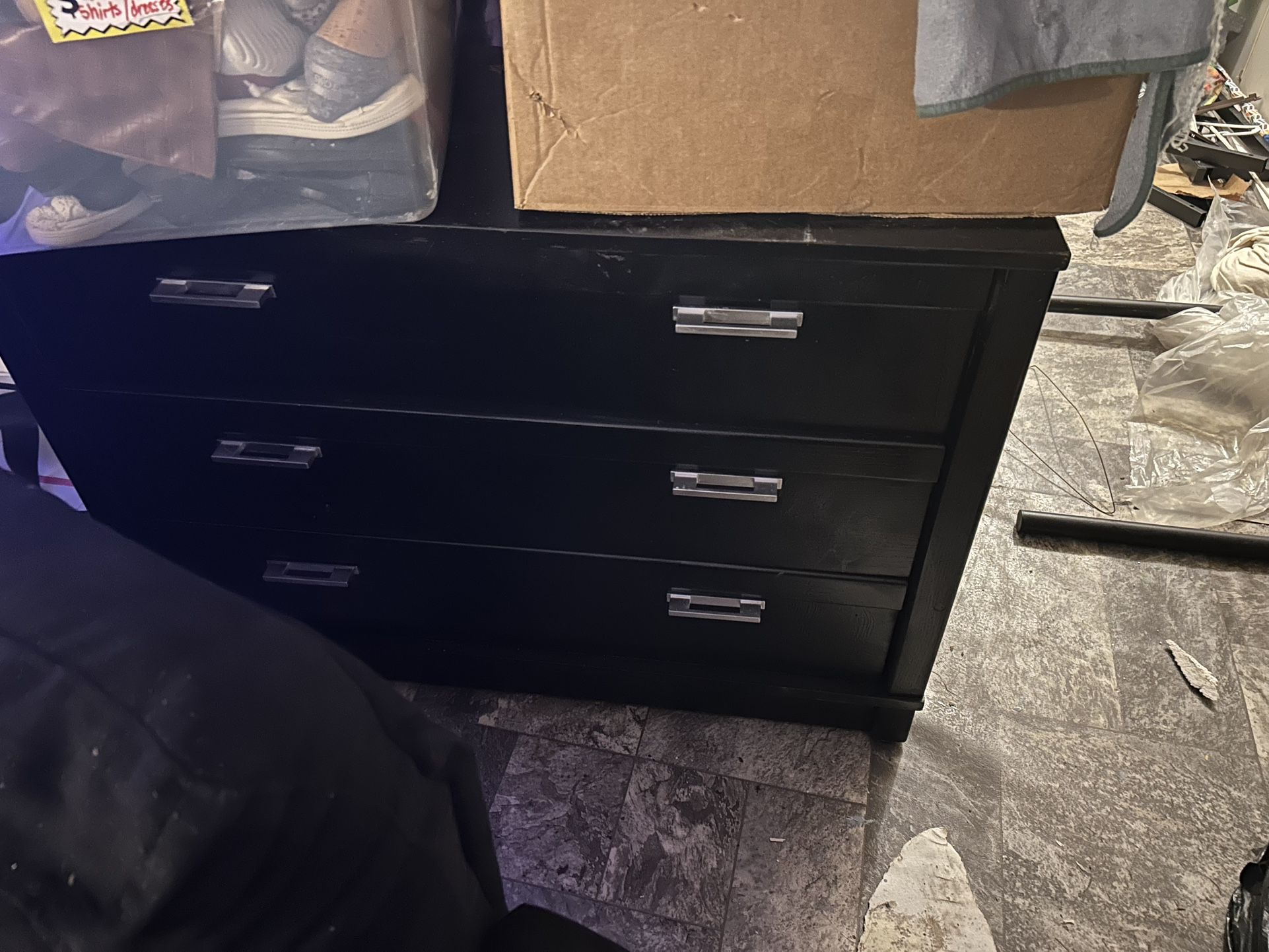 3 Drawer Wooden Black Dresser