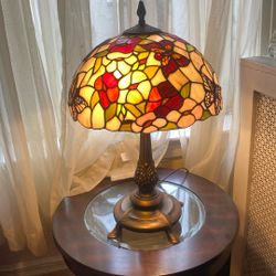 Two Tiffany  stain glass lamps with End tables