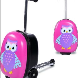 Brand New In The Box- Owl Kids Scooter Suitcase - Folding Kids Luggage with Wheels - Multifunctional Ride on Luggage Travel suitcase with Strong Grip,