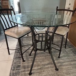 Glass Top Dining Table With Cushioned Chairs And Matching Sofa/Entry Table 
