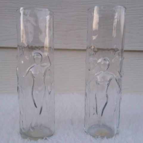 Vintage Libby Naked Lady Clear Glass Vase/ Cocktail Glass
