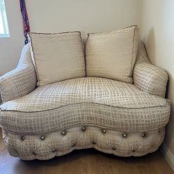 Pastel Pink/ Champagne Tufted Love Couch With 2 Back Pillows 