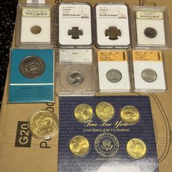🔥 COIN COLLECTION LOT – GRADED COINS + PRESIDENTIAL SET + COLLECTIBLES 🔥