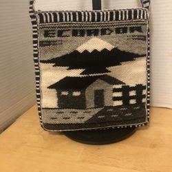 EcuadorTapestry Crossbody, Mountain Cabin Scene 