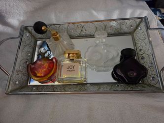 Vintage Perfume Bottles with mirrored tray