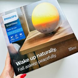 NEW PHILIPS  SmartSleep Wake-Up Light White Orange Sunrise Alarm Clock Analog Table Bedside Bed Lamp