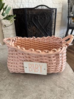 Pink Woven Baby Basket
