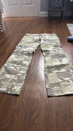 Low rise camo billabong boot cut pants