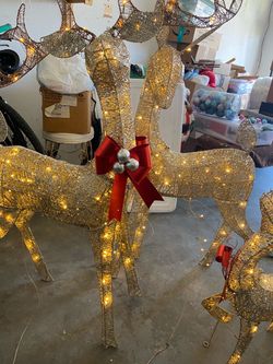 Gold Light up Christmas deer family