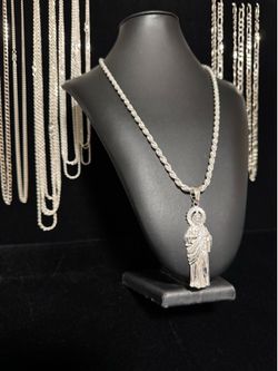 San Judas with rope chain Italy silver