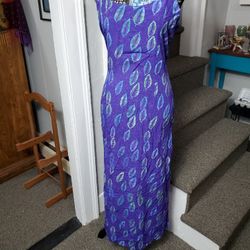 PEACEFUL PEOPLE~ PURPLE FEATHER PRINT MAXI DRESS!