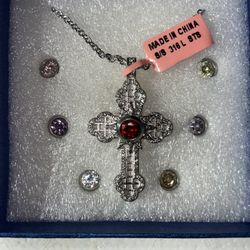 Interchangeable Cross Sterling Silver vintage Necklace 