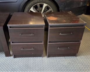 Dark Brown 2-Drawer Sofa Tables – Set of 2