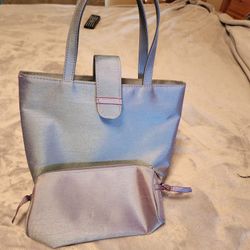 Shiny Glimmery Tote Bag with smaller matching cosmetic bag