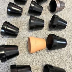 18 Mini Black Semi-Gloss Painted Flower Pots | 2.5”x2.5”
