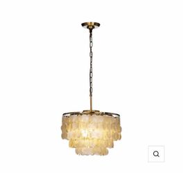 Antique Gold Coastal Capiz Seashells Chandelier